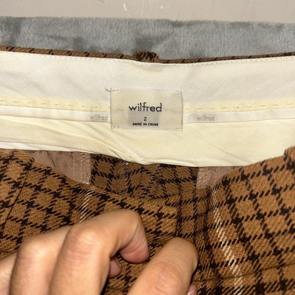 Wilfred aritzia wool blend plaid wide leg trousers - Picture 3 of 11